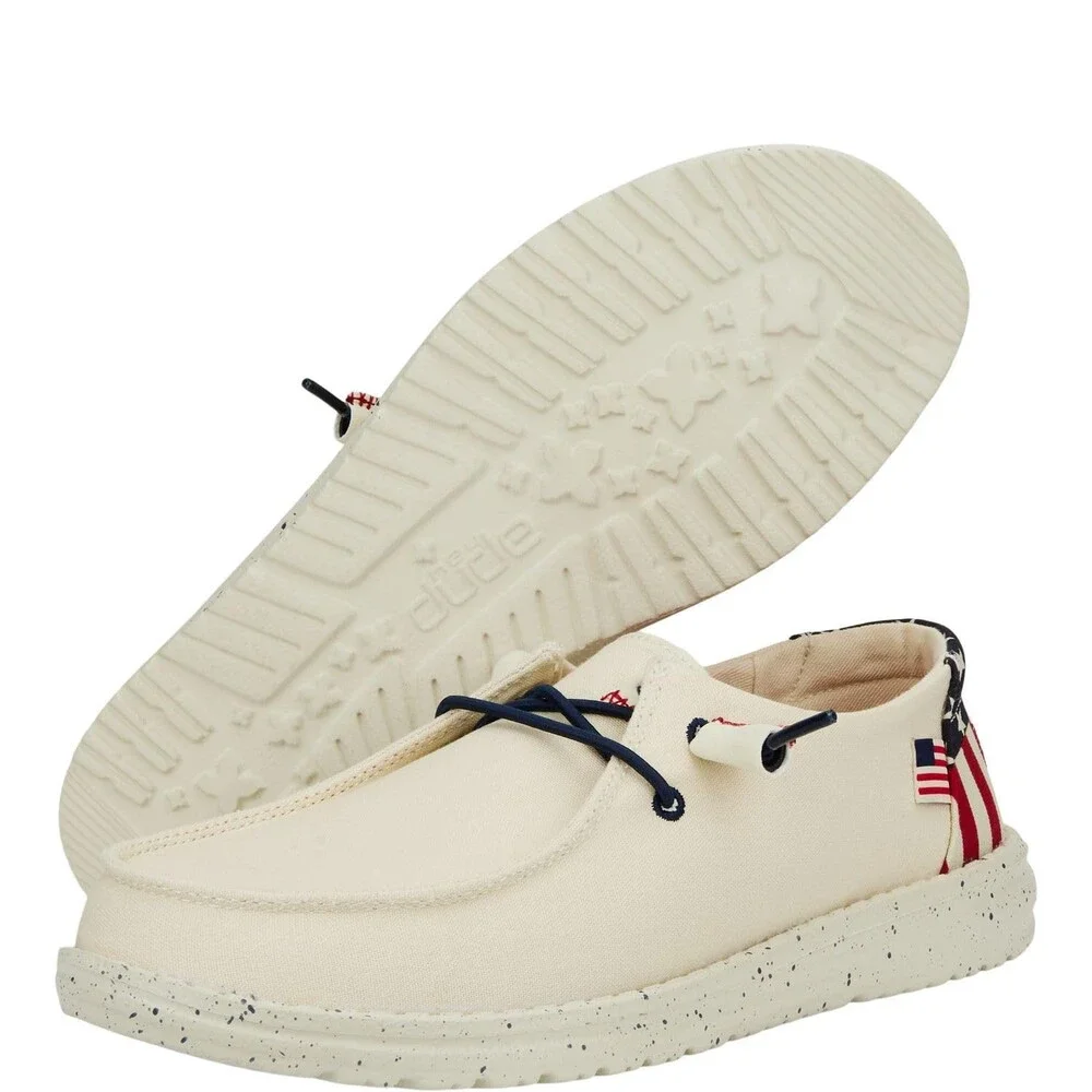 Hey Dude Wendy Americana 41096-1LB Womens US 9M Off White Comfort Shoes MEW1602